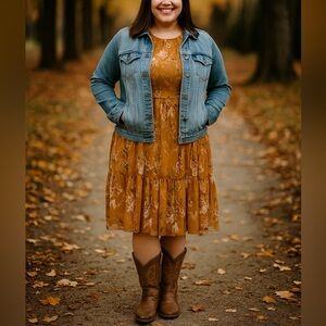 New Candalite Women Size L Halther Neck Midi Dress in Light Brown Color